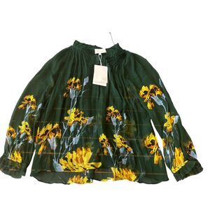 CHRISTY LYNN Karla Blouse Top Womens Medium Multicolor Orchid Silk Long Sleeve